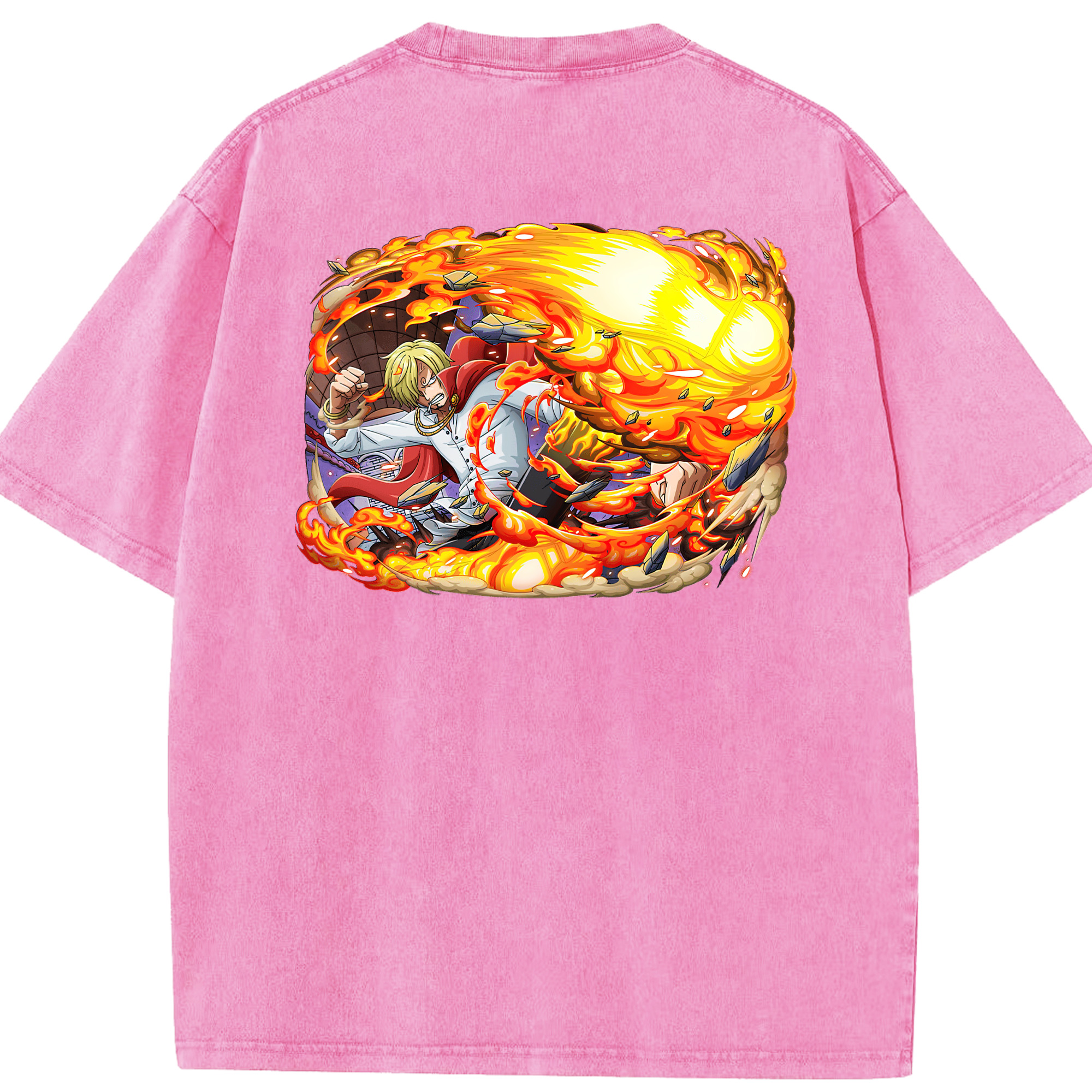 ワンピース サンジ ONE PIECE Sanji 綿100% ヴィンテージ風 半袖Tシャツ（背面プリント）